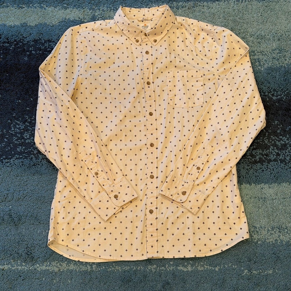 Marine Layer Long Sleeve Button Up Shirt Mens Large Geometric Tribal Aztec AOP